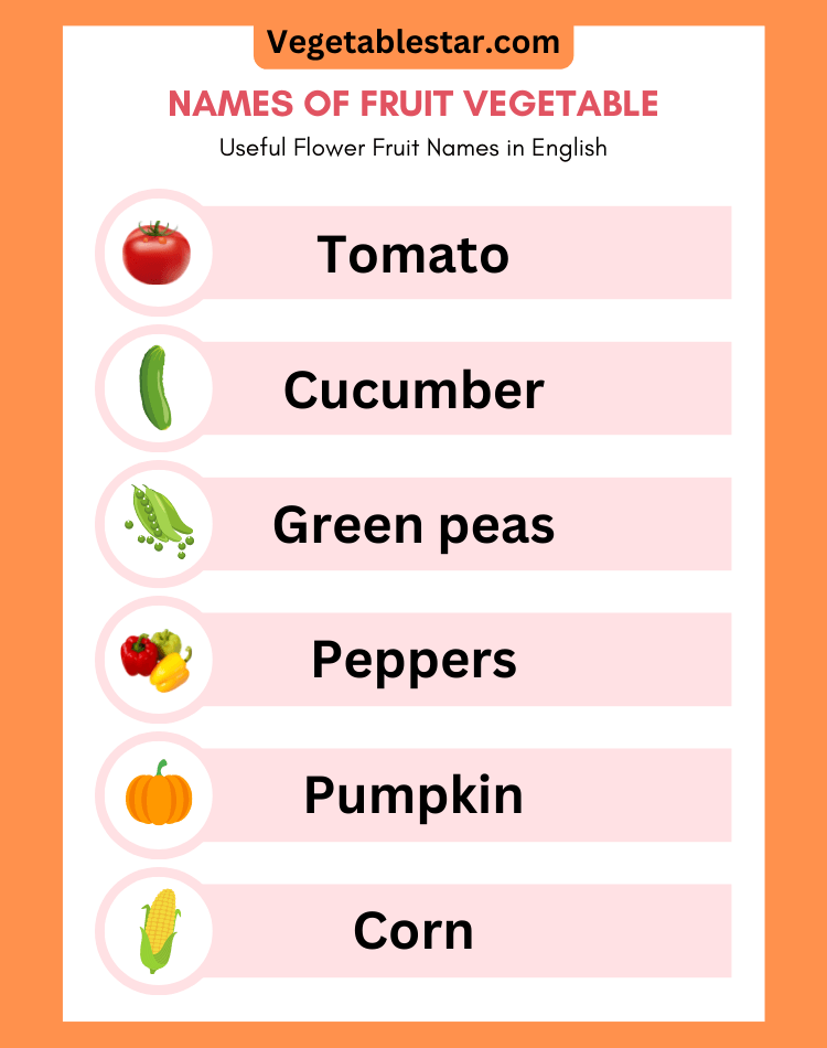 list of fruit vegetables
