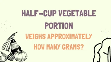 a normal half-cup vegetable portion weighs approximately how many grams?